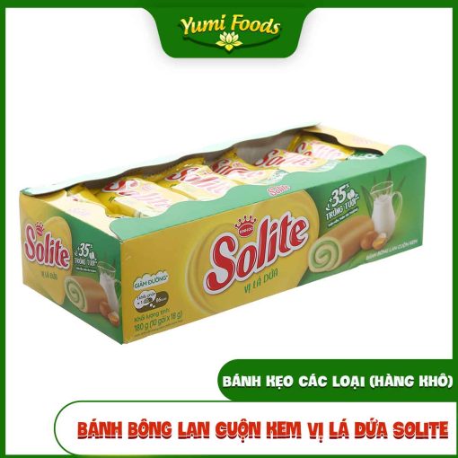 Bánh Bông Lan, Cuộn Kem Vị Lá Dứa, Solite, 180g (10 cái), YUMIFOODS