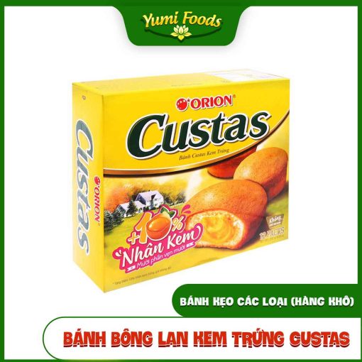 Bánh Bông Lan, Kem Trứng, Custas, 282g, 12 cái, yumifoods